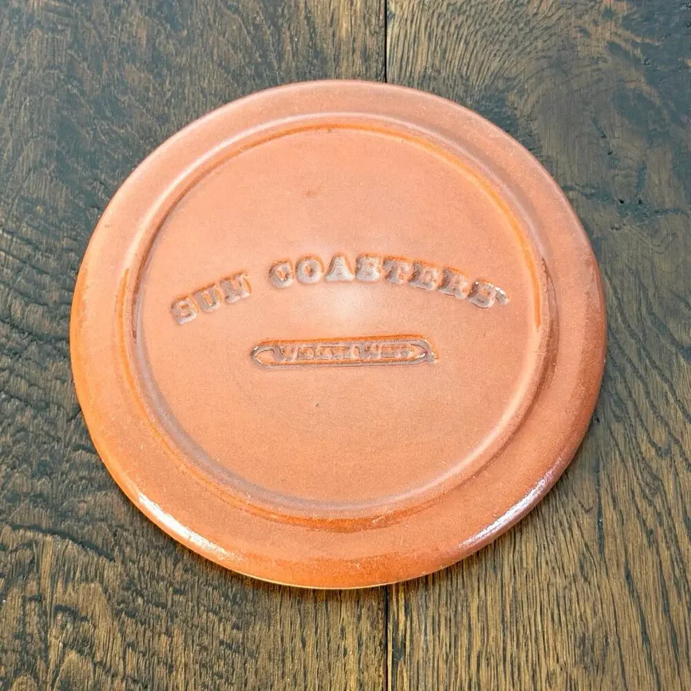 Vintage Wieland Ware Celestial Sun Terracotta Coasters Set of 5 | Sun Face Decor